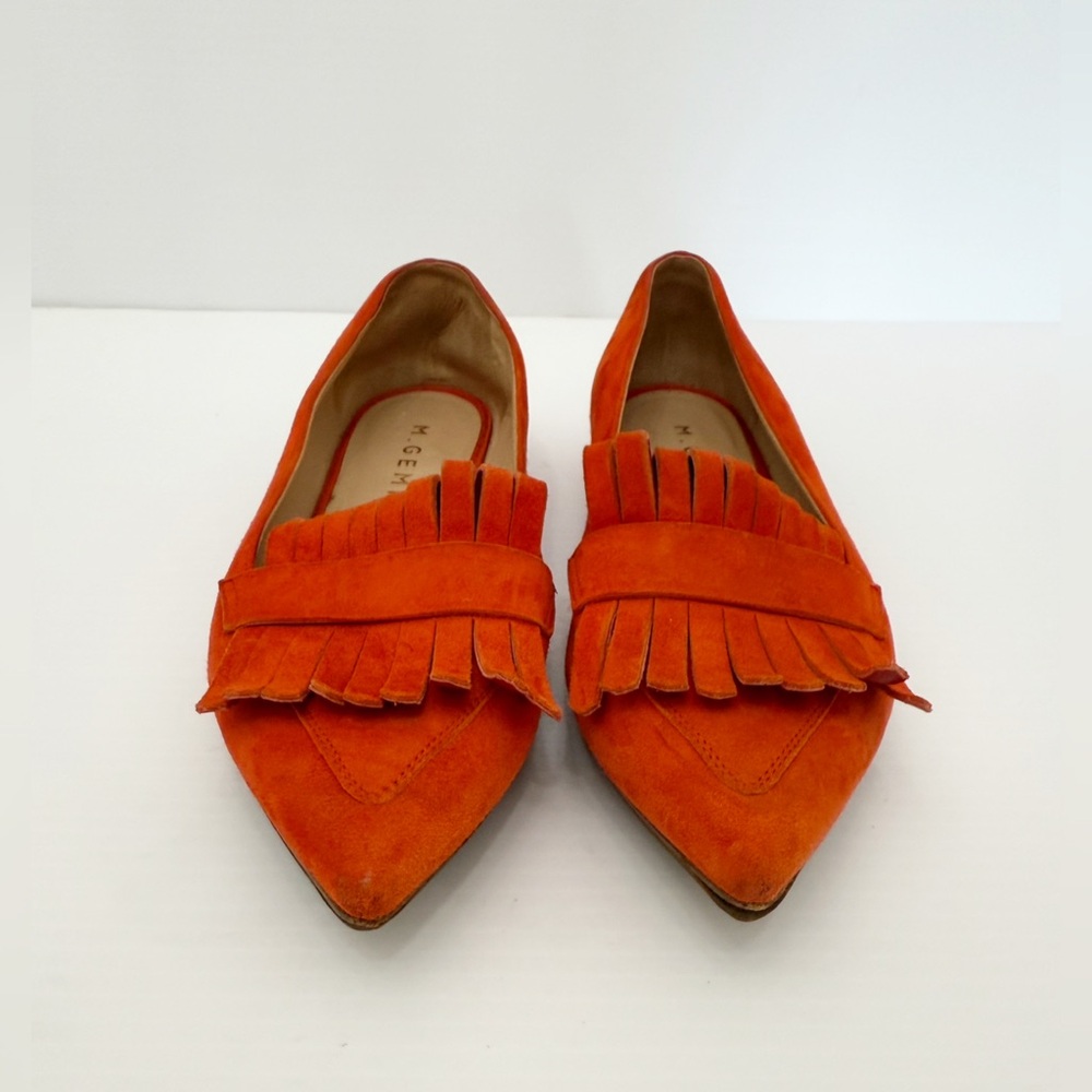 M. Gemi Burnt Orange Suede Leather Fringe Loafers - 36.5 - Picture 3 of 15